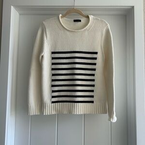 Jcrew roll neck navy stripe sweater